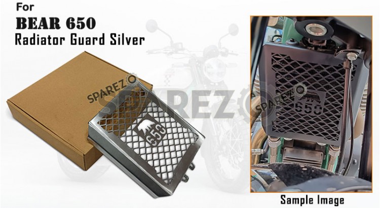 Fit For Royal Enfield Bear 650 Radiator Guard Grill Silver - SPAREZO